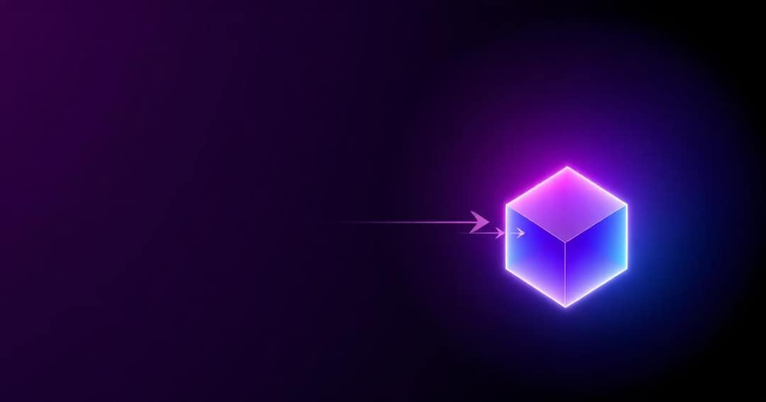 Abstract brand artwork of two overlapping timelines bridged by an arrow.
