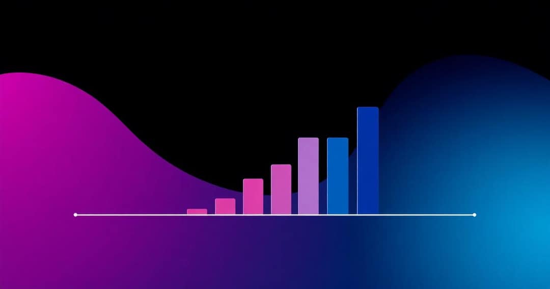 Abstract brand artwork of stacked bars rising above a flat baseline.